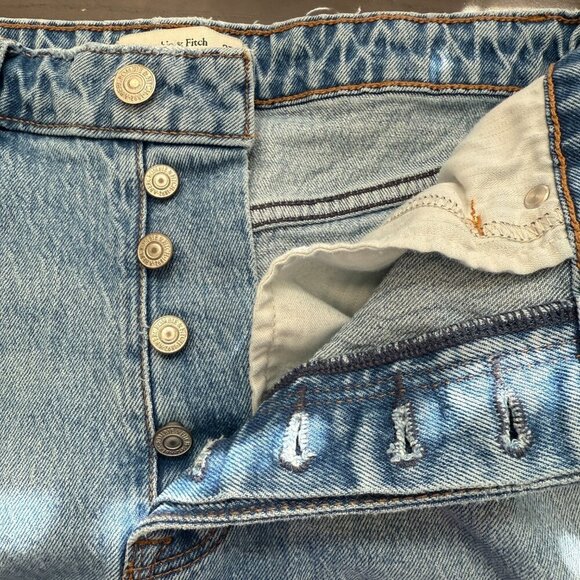Abercrombie & Fitch Curve Love The Dad High Rise Jeans Womens 4L Blue Distressed - Picture 10 of 13